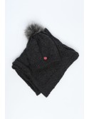 Winter hat with a scarf, graphite C43 - Online store - Boutique